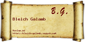 Bleich Galamb névjegykártya